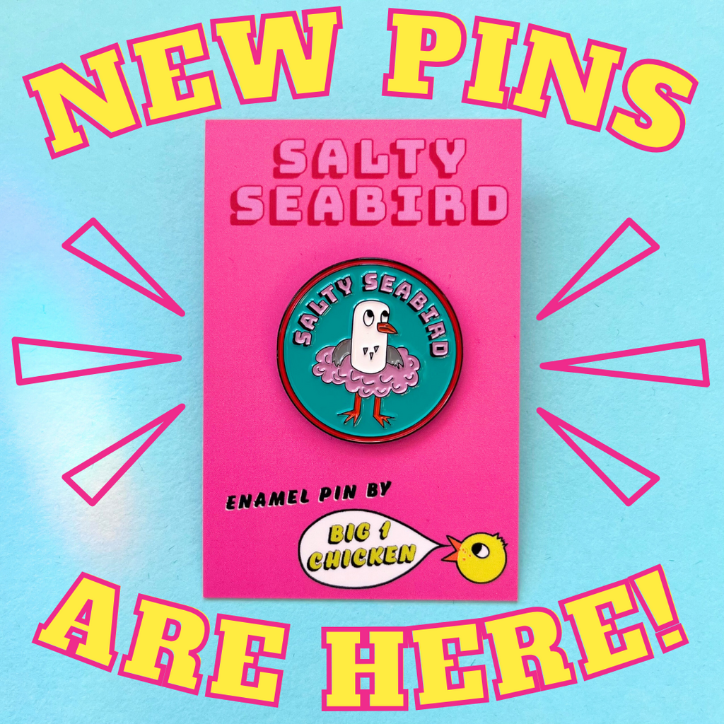 Salty Seabird Pin Badges have arrived!